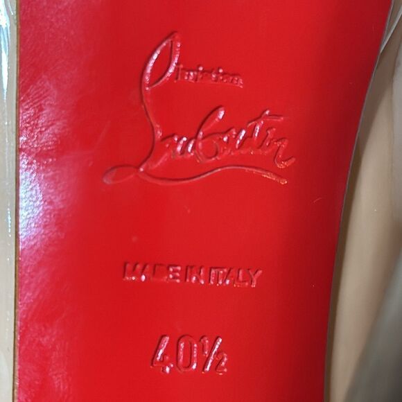 Christian Louboutin Beige Patent Leather Lady Peep Toe Platform Pumps Size 40.5 - Picture 12 of 14